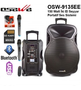 Osawa OSW-9135 Portatif Seyyar Çift El Mikrofonlu Ses Sistemi 150 Watt